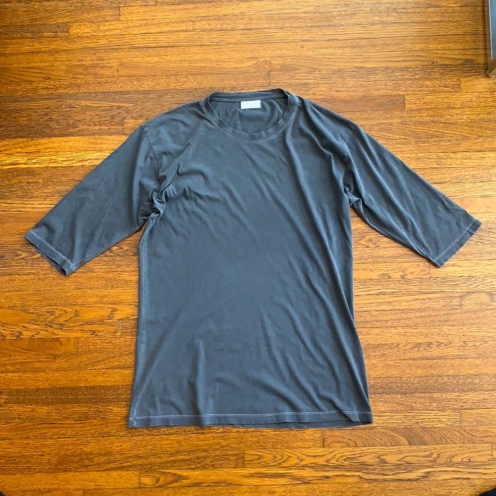 Men’s John Elliott Gray Cotton Jersey Elongated Baseball Short Sleeve Tee Shirt